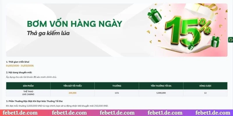 Các tin tức chính nạp tiền mỗi ngày thưởng 15%